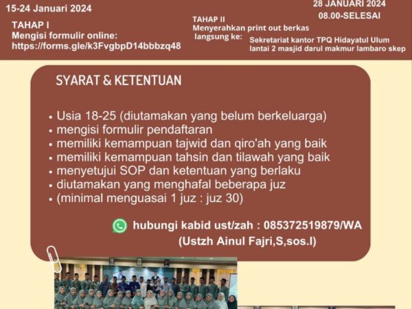 Recruitment Ustadz dan Ustadzah